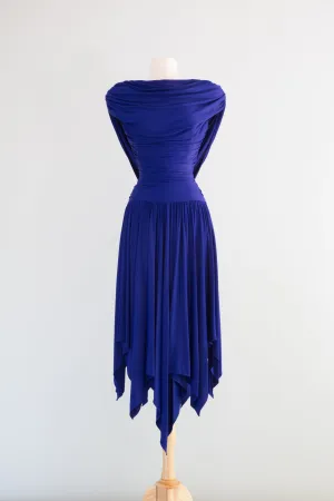 1980's BLUE FLAME Bombshell Dress By Casadei / SM