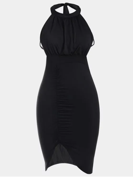 BerryBetty - Chic Backless Ruched Slit Bodycon Club Dress