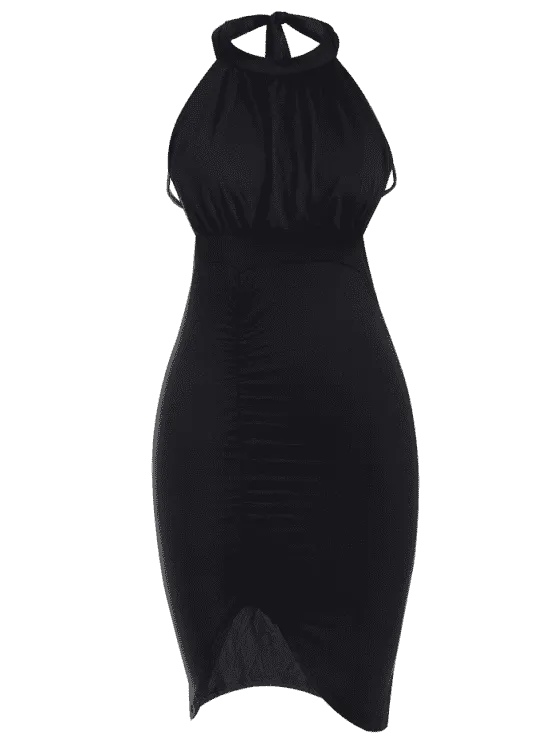 BerryBetty - Chic Backless Ruched Slit Bodycon Club Dress