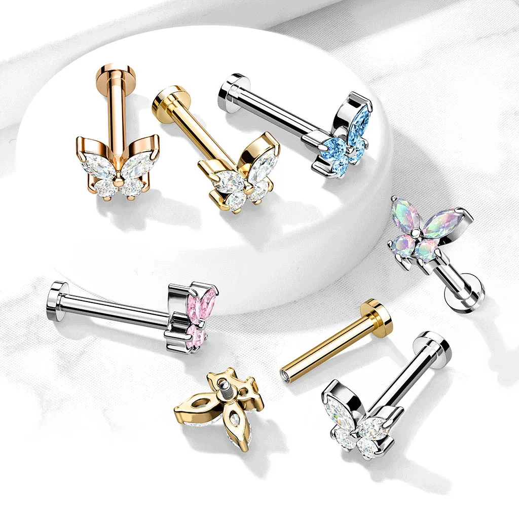 Bilpa Butterfly Body Jewellery with Gold Plating. Labret, Monroe, Tragus and Cartilage Earrings.