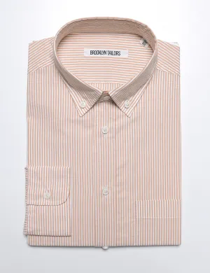 BKT10 Slim Casual Shirt in Thin Stripe - Ochre and White