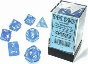 Borealis Sky Blue/white Luminary Polyhedral 7-Die Set