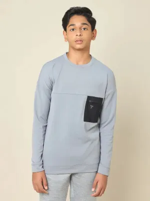 Boys Solid Slim Fit Crew Neck Pullover with TECHNO DRY