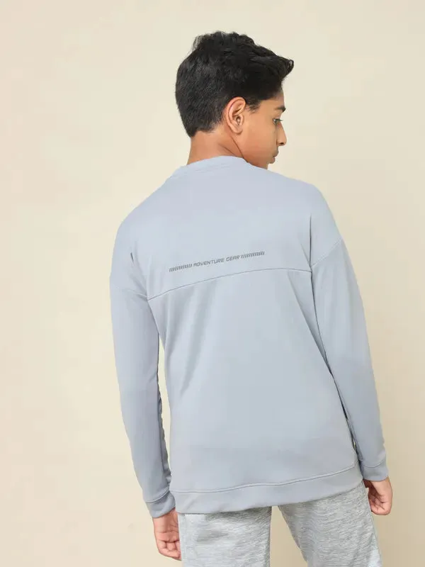 Boys Solid Slim Fit Crew Neck Pullover with TECHNO DRY