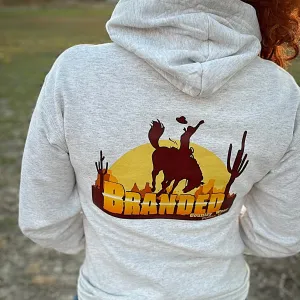 BRANDED Sunset Cowboy Logo Hoodie in Oatmeal Heather