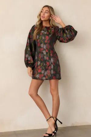 Enchanted Petals Black Floral Balloon Sleeve Mini Dress (RESTOCK NOVEMBER)