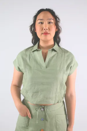 Eve 100% Linen Cropped Shirt