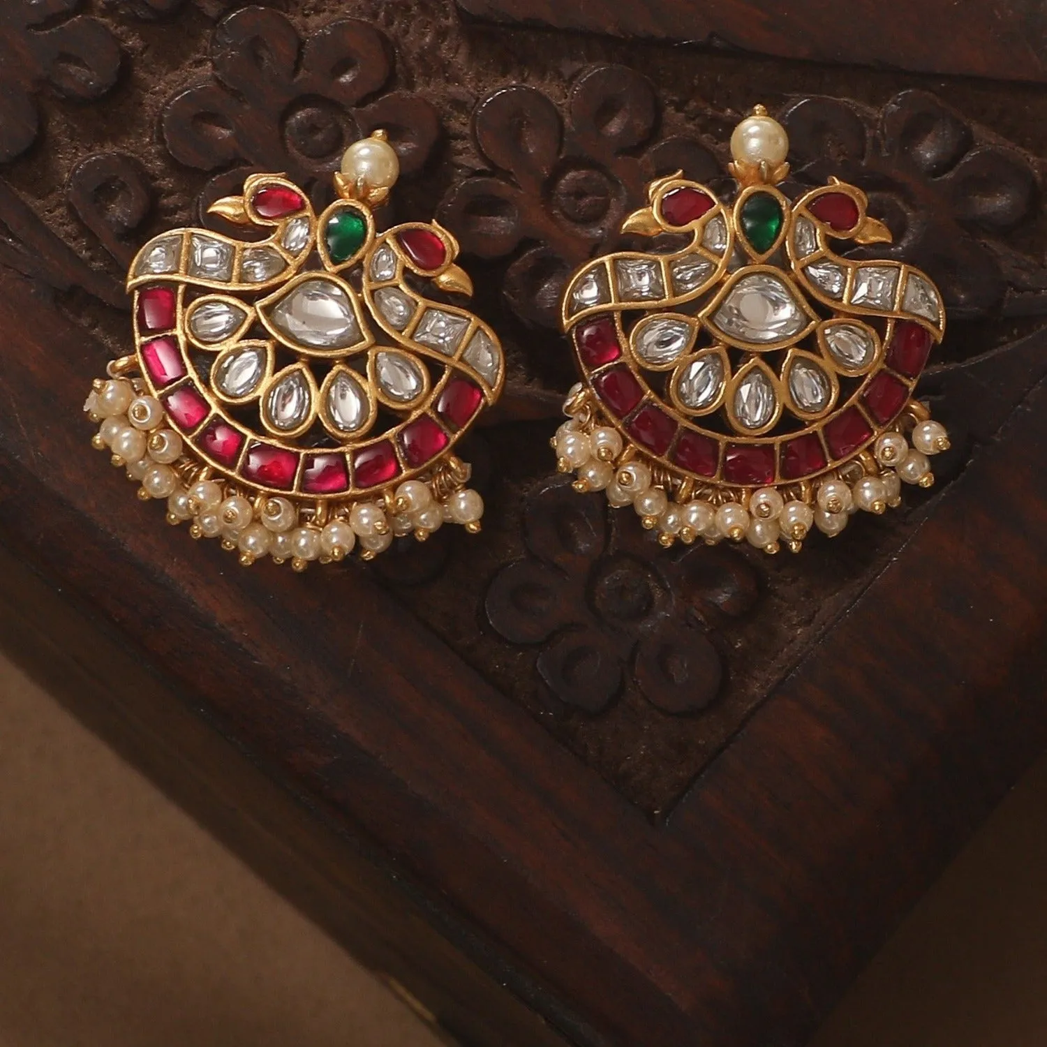 Kalapi Jadau Silver Earrings