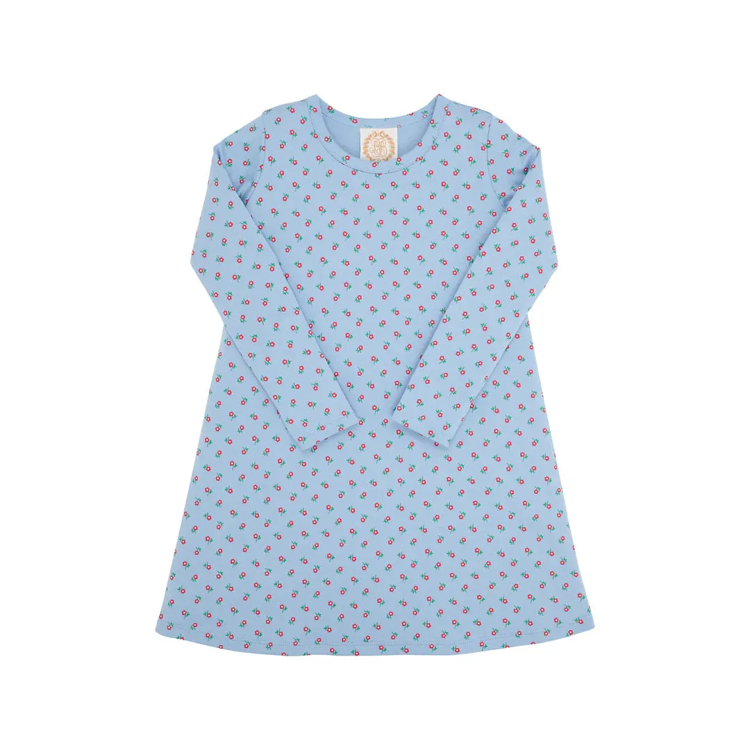 Long Sleeve Polly Play Dress, Barrington Blue/Midway Micro Floral