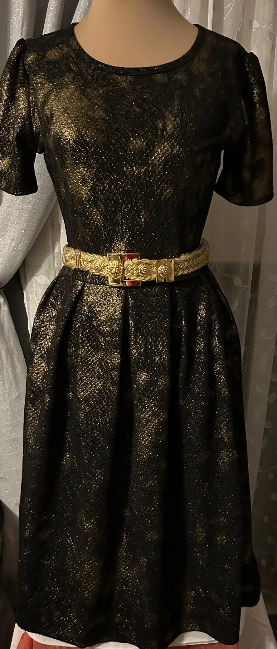 Lularoe Black & Gold Shimmer Dress