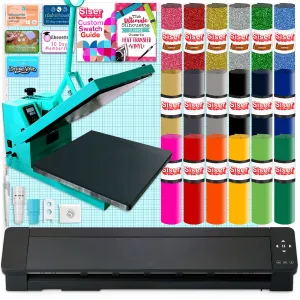 Silhouette Cameo 5 PRO MK-II with 15" x 15" Turquoise Heat Press & Siser HTV