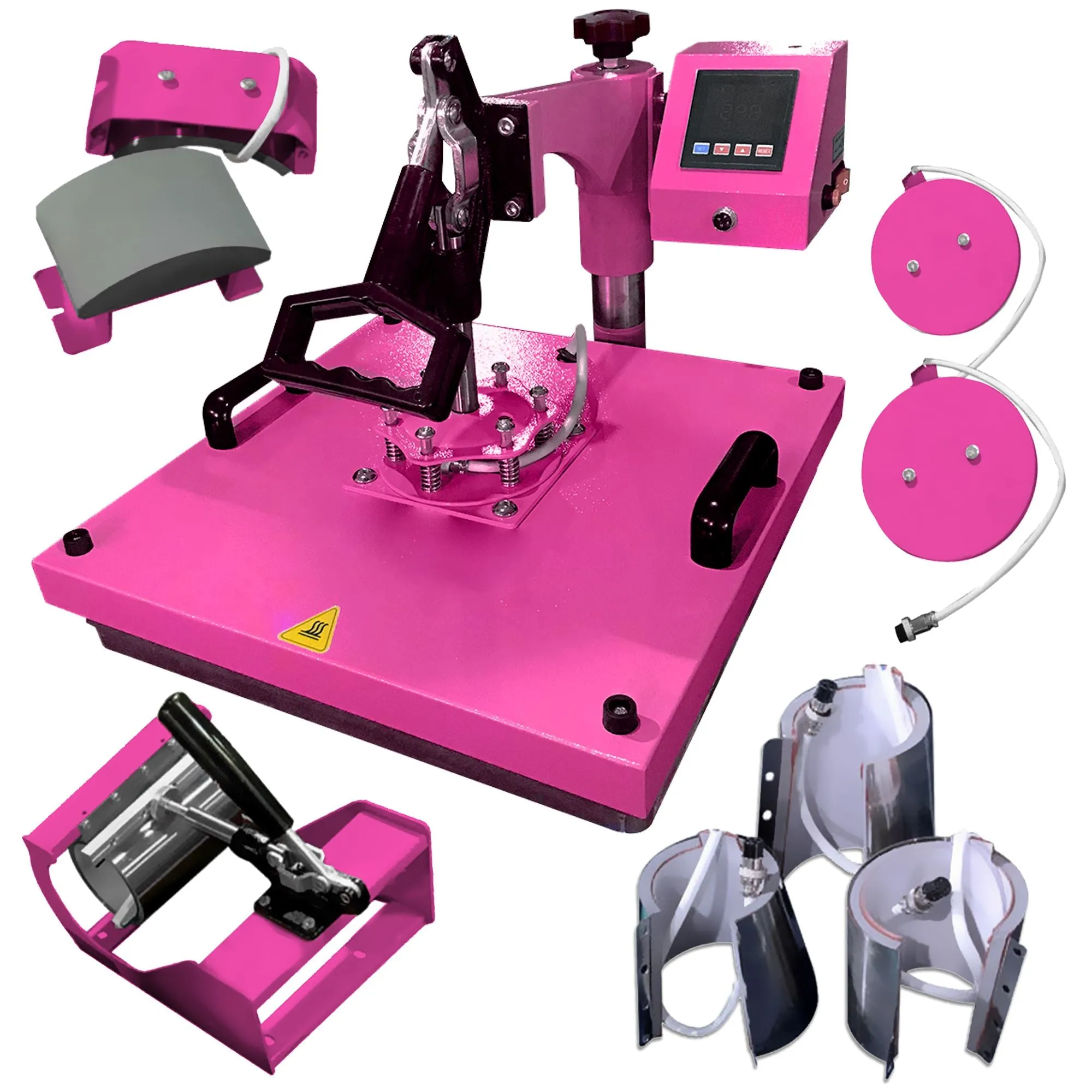 Silhouette White Cameo 4 w/ 8-in-1 Pink 15" x 15" Heat Press Bundle