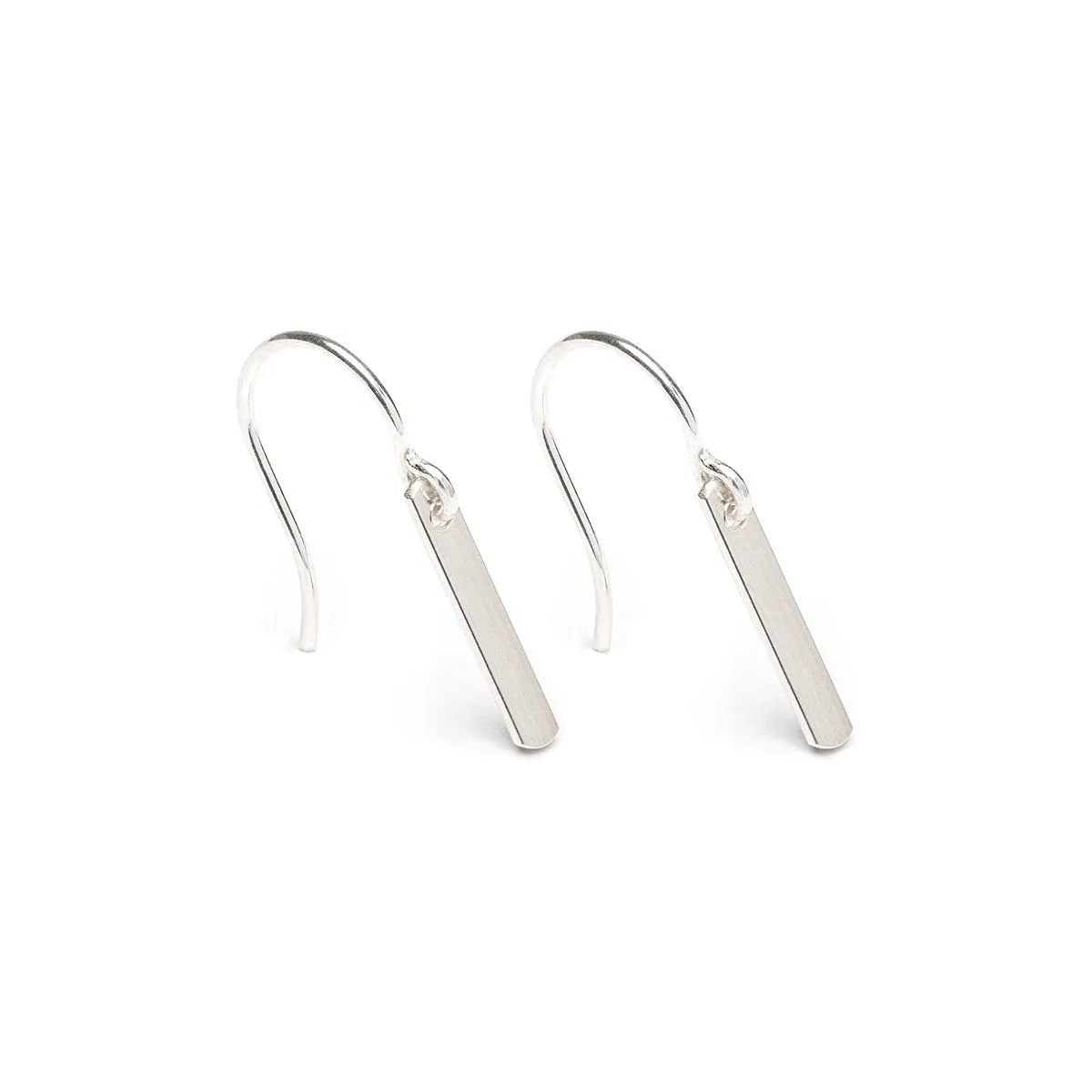 Silver Short Bar Earrings