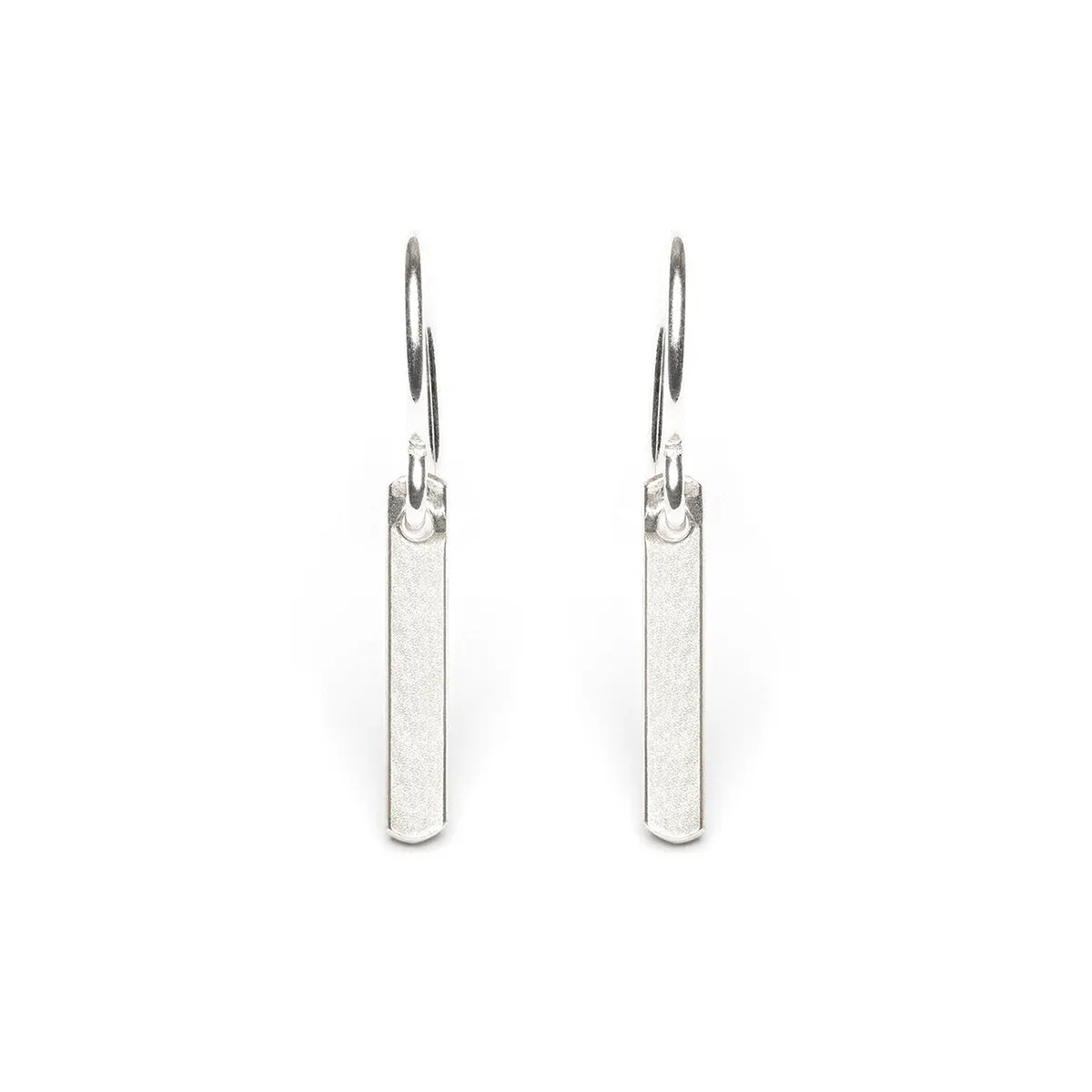 Silver Short Bar Earrings