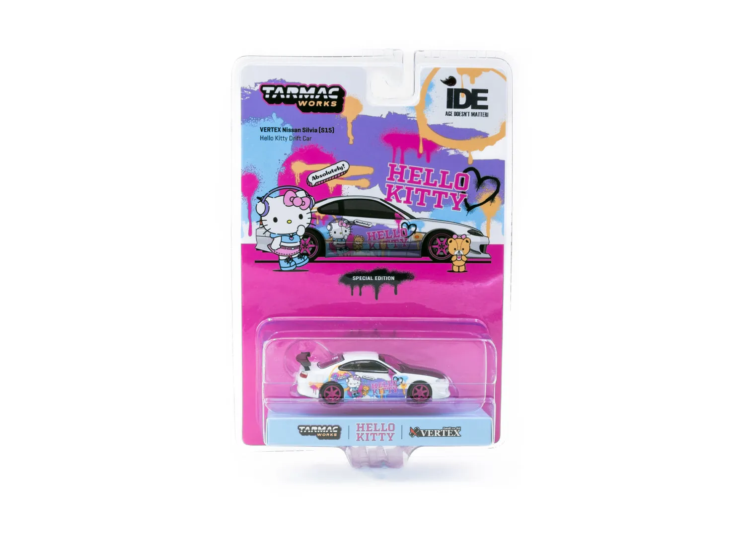 Tarmac Works 1/64 VERTEX Nissan Silvia (S15) Hello Kitty Drift Car - IDE Special Edition - GLOBAL64