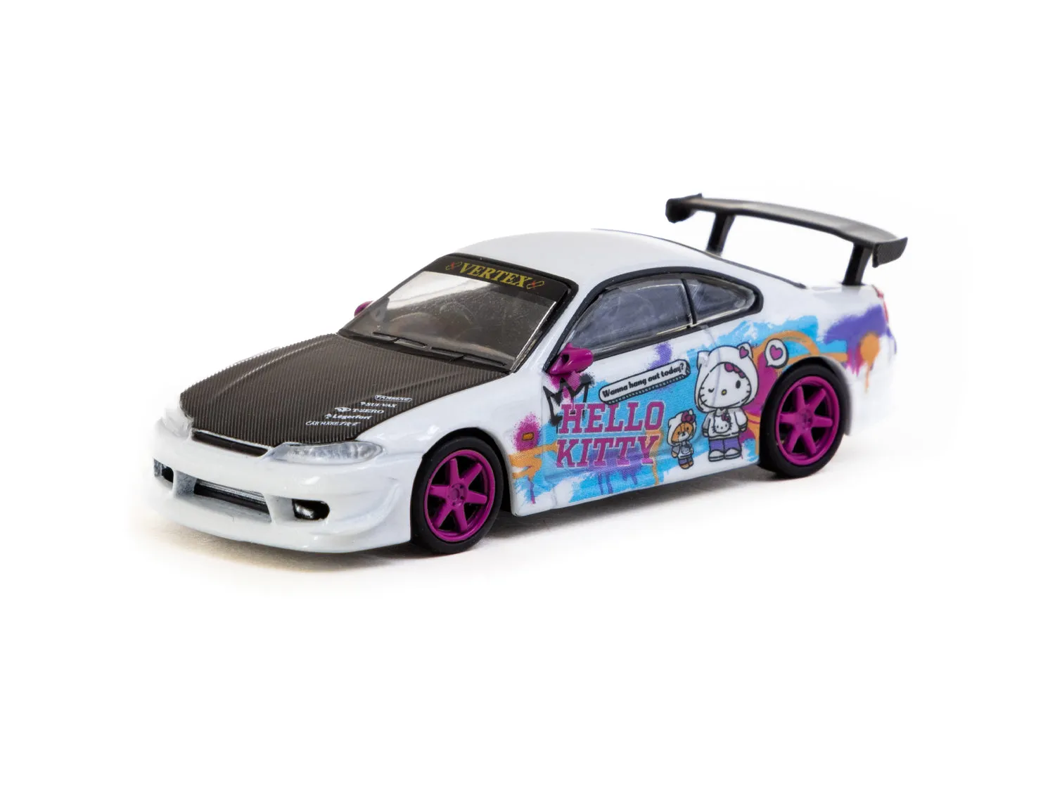 Tarmac Works 1/64 VERTEX Nissan Silvia (S15) Hello Kitty Drift Car - IDE Special Edition - GLOBAL64