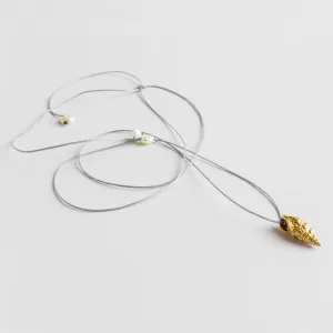 Wild seashell - casual cord necklace - silver 925 - gold plated